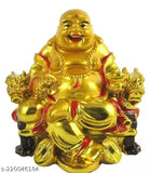 Laughing Buddha poly resin figurine, sitting on chair for prosperity & wealth, Indian Feng Shui showpiece, 14 cm x 5 cm x 7 cm