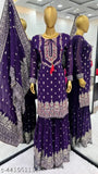 Royal blue silk party top with matching dupatta