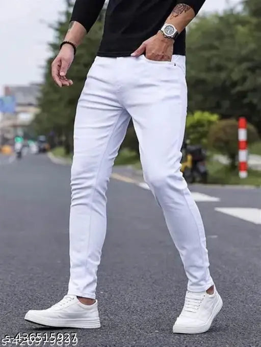 Man OSM White Denim Jeans, solid pattern, men's jeans by SHRIRADHE ENTERPRISES, size 28/30/32/34/36, Made in India