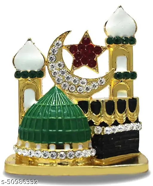 Handcrafted Indian Graceful Dashboard Figurines: Makkah Madina idols for car and office art, 7 cm tall
