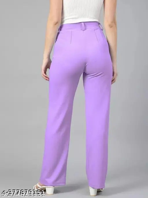 Trendy purple high-waisted trousers