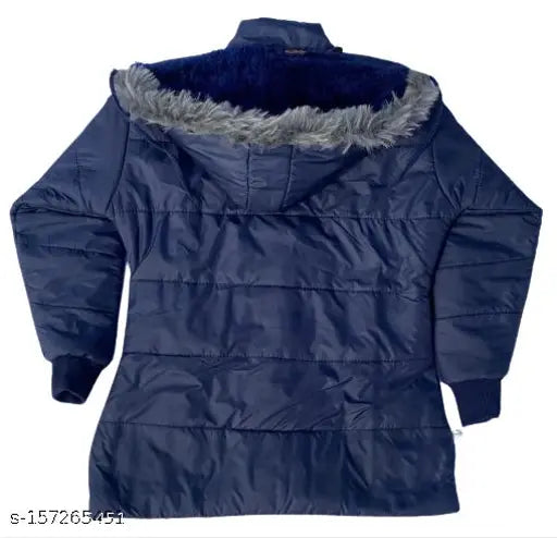 Black jacket with fur trim and hood