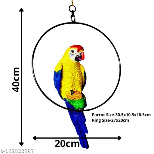 Poly resin, Indian handicraft parrot showpiece for home decor, 40cm x 20cm x 10.5cm, washable material