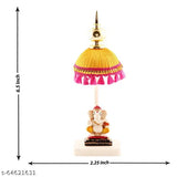 Marble Ganesh Idol, yellow umbrella stand statue for home offices, cars, and small temples