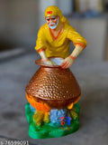 Yellow marble Shirdi Saibaba Handi Cooking Idol figurine, 5.5" x 7.5" x 3", Indian religious artwork