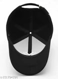 Black solid cap with self design