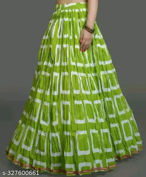 Lucky Fashion Women's Cotton Jaipuri Sanganeri Print Western Skirt - Indian-inspired printed net fabric, perfect for weddings, parties, and cultural events. Free size (waist 40 in, length 40 in)