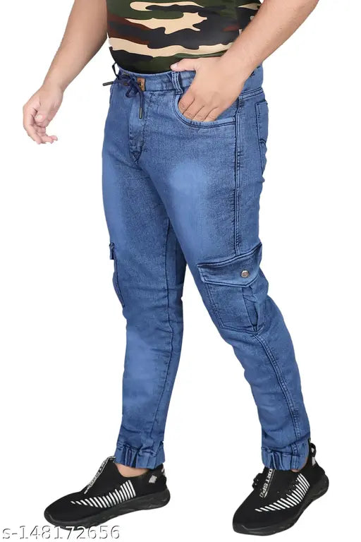 Denim dyed/washed jogger from BUZZIC, pure denim fabric, size 28-36, made in India
