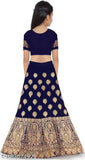 Taffeta silk embroidered lehenga choli for kids, vibrant colors on 5-6 years old doll