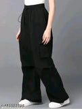 Solid polyester cargo-style joggers, stylish fit for women's casual wear, available in sizes S-XXL