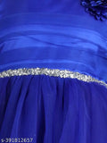 Blue girls' fit & flare net dress, perfect for parties, 2-11 years, Indian origin