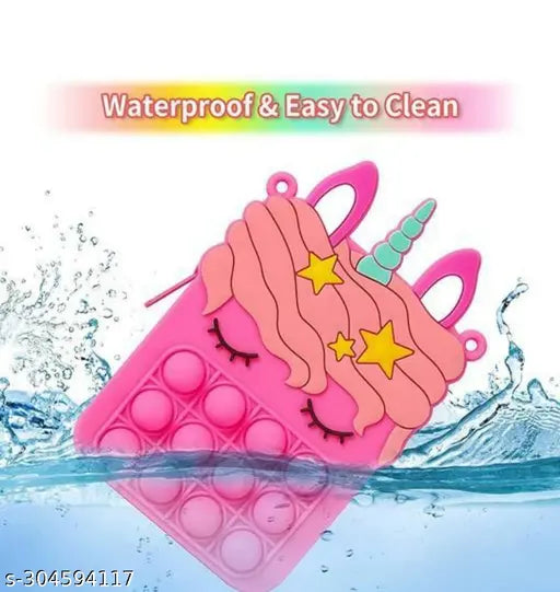 Cute pink silicone popper sensory push bubble stationery storage bag with fidget toy for kids