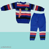 Striped polyester sweater set for toddlers, pink and white stripes on both top and bottom