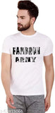 BQF MENS WHITE PRINTED ROUND NECK T SHIRT