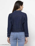 Blue Denim Women's 3 Patti Jacket, solid pattern, long sleeves, versatile, perfect for casual wear, made in India