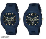 Black and blue analog watch with mirror trend design, silicone strap, 12-hour markers, latency fashion, latest addition