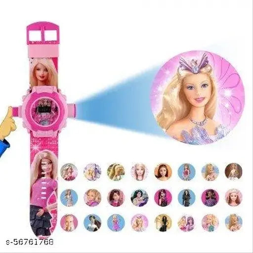 Digital wrist watch with Disney Princess Barbie design, featuring a projection of the princess on the screen. Ideal kids' toy, suitable as a birthday gift for boys and girls alike