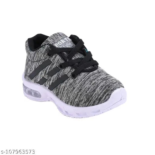Kids LED light-up black canvas shoes, perfect for boys' casual, sports, and party wear. High-quality resin leather upper with lace-up fastening, available in sizes: 18-24 Months, 2-2.5 Years, 2.5-3 Years, 3-3.5 Years. Made in India