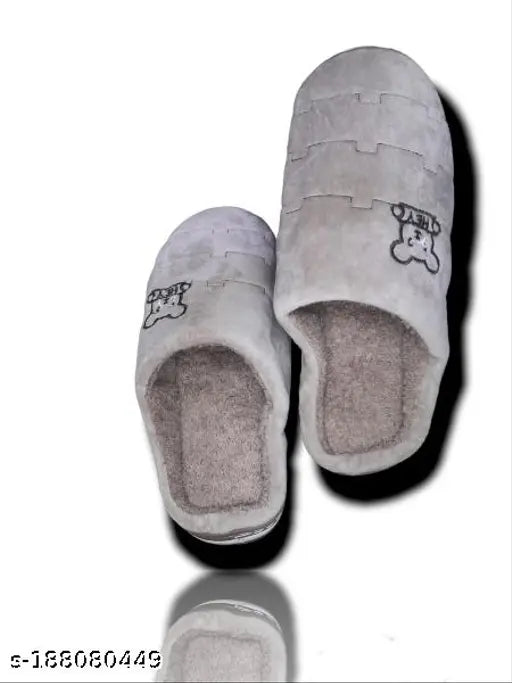 Wool and rubber slippers for men and women - textured net, lightweight EVA sole, indoor use for warmth and protection