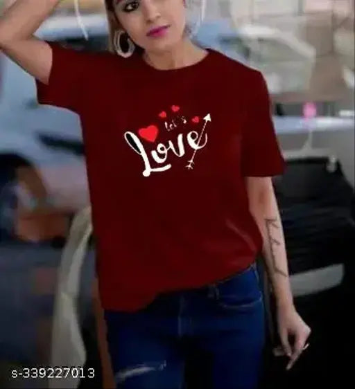 Cotton blend printed T-shirt for women, trendy and fabulous, size S-XL originated in India