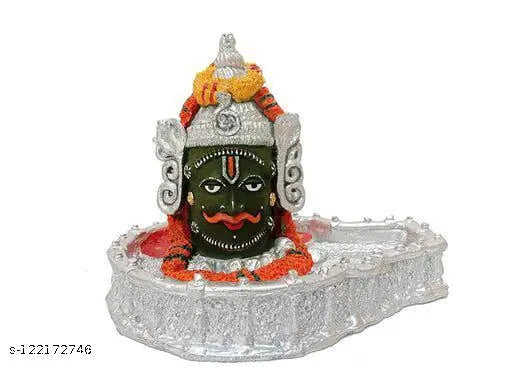 Medium White Poly Resin Shri Baba Mahakal Idol by VIDHAYA ARTS. Handcrafted, sanctified 3D figurine from India