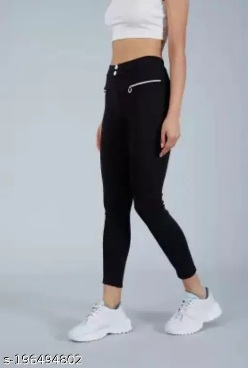 Emprace black lycra jegging (solid), size 26/30 inches, made in India
