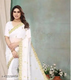 Beautiful white and gold Georgette saree for women and girls