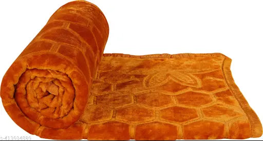 GKM floral double mink-effect polyester blanket, heavy winter-weight, microfiber print, free size (90x86 inches), India-made