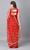Indian embroidered net saree with mulberry silk blouse, new partywear collection
