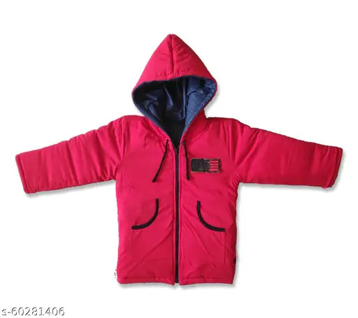 Red padded boys jacket, zip closure