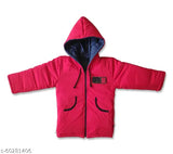 Red padded boys jacket, zip closure