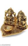 Metal Laxmi Ganesh idol set for Pooja and gift purpose, intricately designed Indian religious art