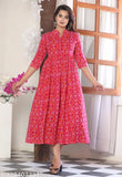Rayon three-quarter sleeve printed sharara set, stylish kurti for women on mannequin