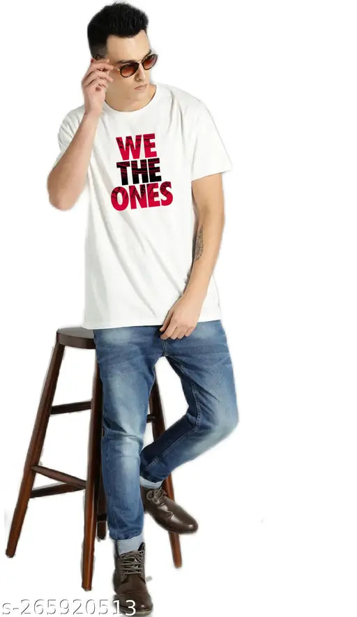 White cotton WWE Roman Reigns "We The Ones" T-shirt, Tribal Chief apparel with printed Bloodline design
