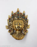 Metal Tibetan Lady Face Buddha mask for serenity, peace, & Vastu/Feng Shui home decor (3cm x 10cm x 7cm)