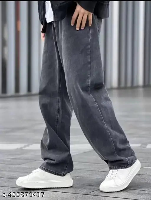 Men's cotton baggy jeans solid, size 30 (waist 30in, length 39in, hip 38in), made in India