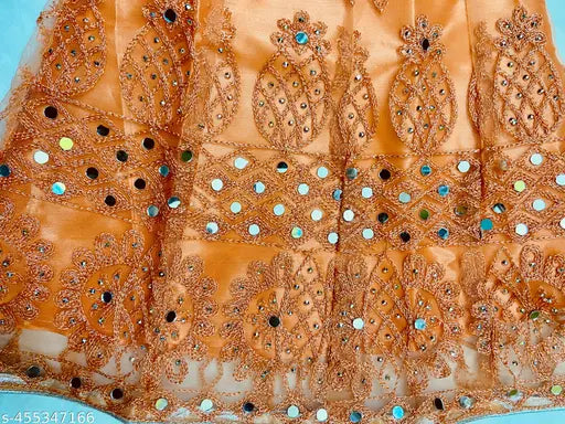 Embellished kids lehenga choli set in super net fabric, sleeveless with full mirror work, Indian origin