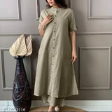 Cotton three-quarter sleeve Banita Drishya kurti, solid color Indian traditional attire for women - S (36in bust, 42in length), M (38in bust, 42in length), L (40in bust, 42in length), XL (42in bust, 42in length), XXL (44in bust, 42in length)