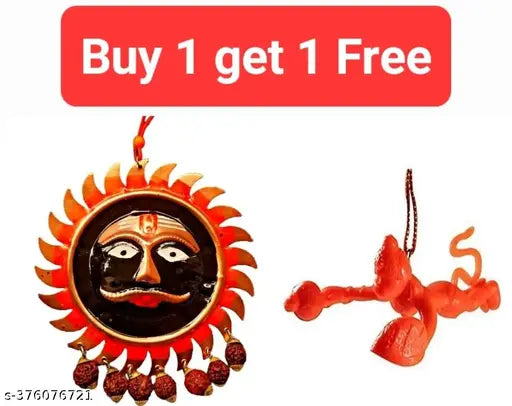 Brass Surya Dev/Sun Yantra Wall Hanging (Pack of 2) for Vastu and Positive Energy, Indian decorative item for home or office