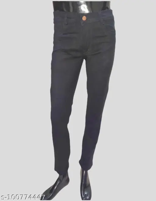 Cotton blend Z black jeans for men - solid, versatile casual or party wear (size 28, 30; origin India)