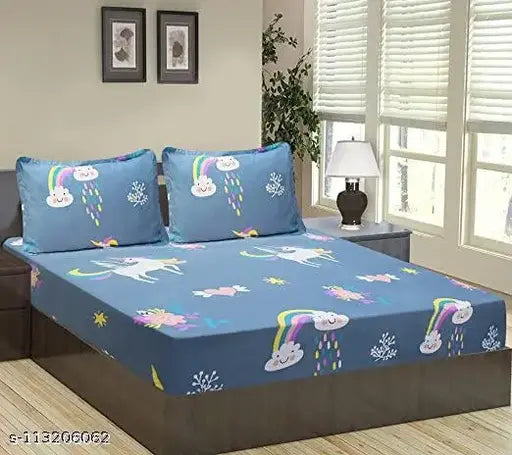 Glace Cotton King Size Bedsheets (90x100 inches, 180 TC), all-season comfort for kids' bedrooms - India
