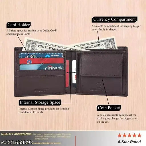 Brown leather wallet with RFID protection, features 2 compartments and textured pattern. Ideal gift for men, originates from India
