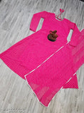 Pink Georgette Maxi Dress with Dupatta and Bottom - Indian printed fashion for women