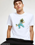Krishan Flute design on round neck boys' polyester t-shirt, cool streetwear for men in various sizes (S-XL), Indian origin