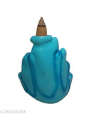 Handcrafted blue Adiyogi Shiva incense holder, 8cm x 11cm x 10cm, premium poly resin, Indian decorative showpiece with 11 free fragrance backflow incense cones