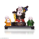 Resin laughing Buddha statue with child monks, ideal home decor for living room or bedroom, handcrafted showpiece for gifting during Diwali, weddings, Christmas, and other festive occasions