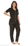 Stylish printed cotton night suit for women & girls, showcasing a Love Collection design perfect for loungewear and all-day wear, featuring short sleeves. High-quality fabric that remains soft and vibrant post-wash. Made in India