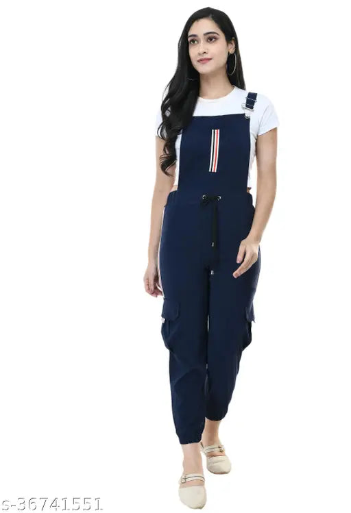 Navy cotton blend sleeveless jumpsuit for women, size S28, M30, L32, XL34 (India)