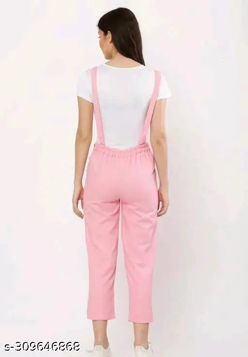 Pink cotton blend women's jumpsuit with printed net, size options XS-L, Indian origin