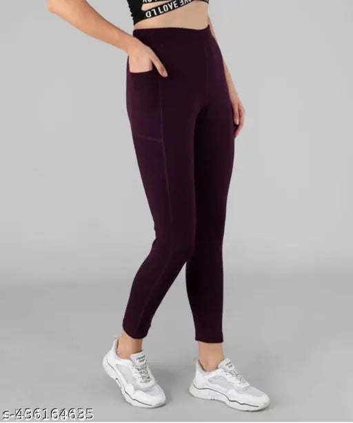 Stretchable Lycra gym leggings for women, solid net design in various sizes: M, L, XL, XXL, XXXL, 4XL, 5XL, 6XL. Made in India